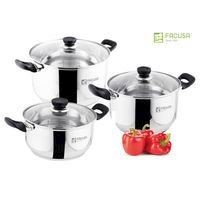 Juego de Ollas 6 piezas con tapa de vidrio Acero Inoxidable Facusa